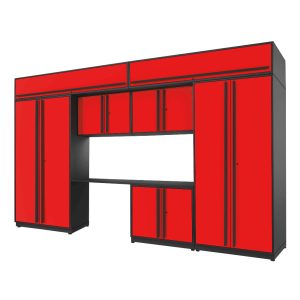 Proslat Fusion Plus 13 ft Garage Cabinet set Handy 2 Door Overheads