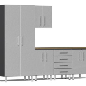 Ulti-MATE Garage Cabinets 2.0 Series Silver Metallic 6-Piece Set with Bamboo Top