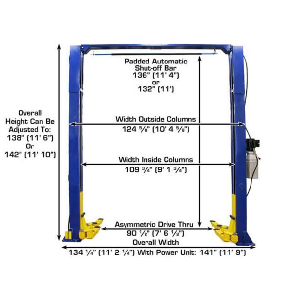 Atlas 9KOHX Overhead 9000 lb Capacity 2 Post Lift - Image 2